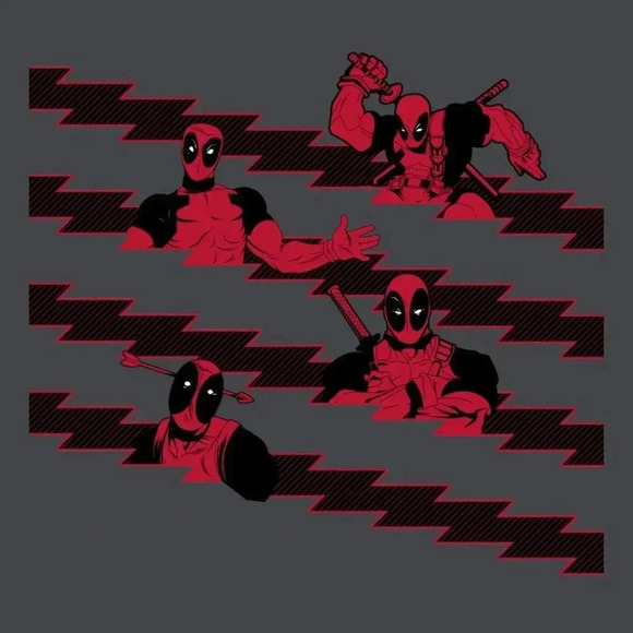 NEW Licensed Marvel Exclusive Deadpool Striped Crew Neck T-Shirt - Large - Picture 2 of 2
